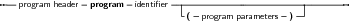--program header- program -identiﬁer--|------------------------------
                                 -( -program parameters- )--
     